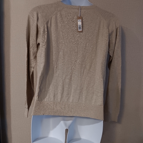 Hello Nite Elegant V-Neck Sweater in Tan Size L New - Picture 3 of 3